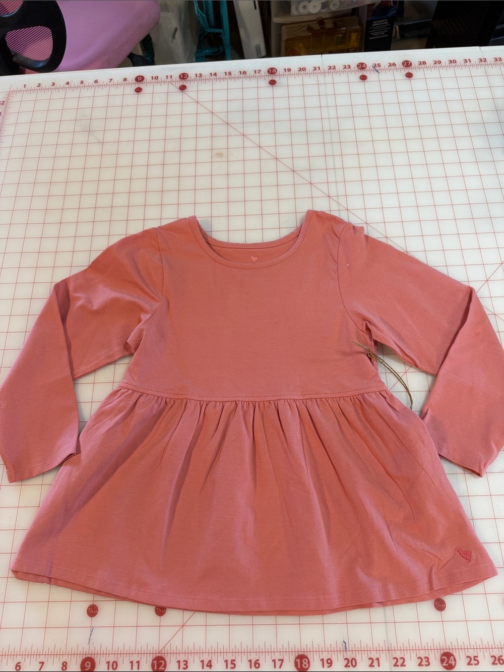 Pink Chicken apricot coral  Long-Sleeve Peplum Top